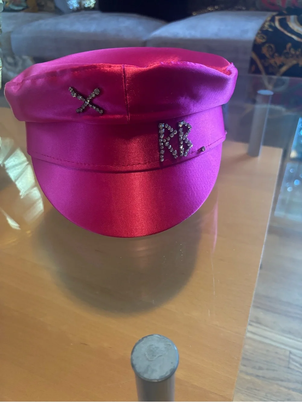 Ruslan Baginskiy Crystal-embellished Satin Baker Boy Cap